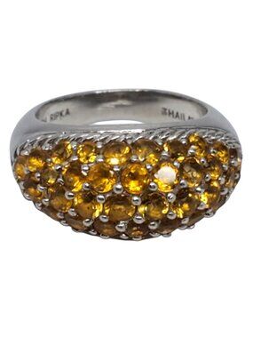 Judith Ripka Sterling Silver Orange Citrine Dome Ring Size 7 #23868